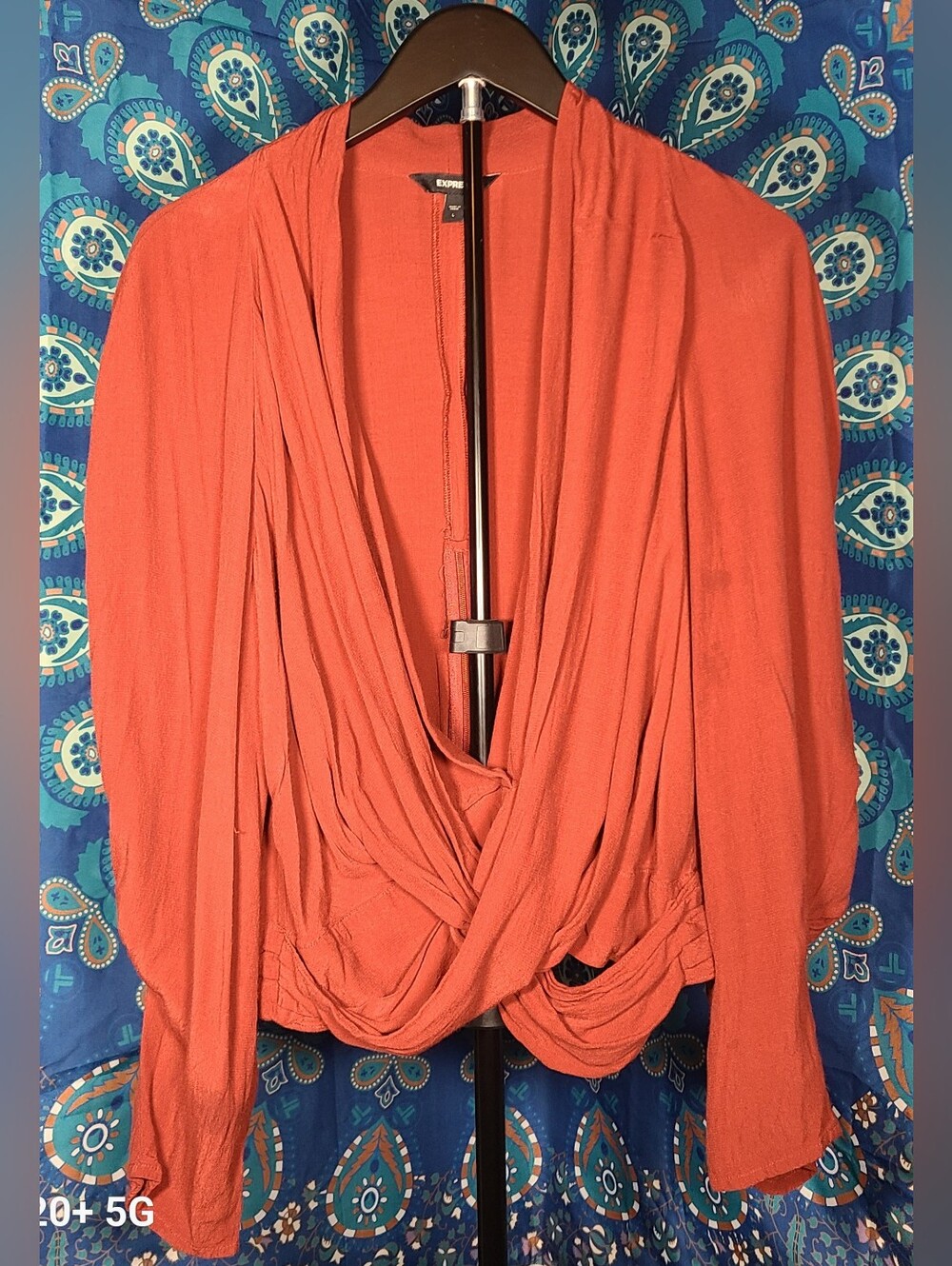 Express Rust Draped Knot Front Blouse